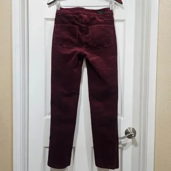 Paige Hoxton Slim Burgundy Corduroy Mid Rise Pants Size 26 - Picture 3 of 9